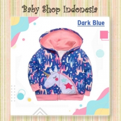 PK189 Jaket Bayi Import Jaket Anak Import Murah Jaket Hoodie Anak Dark Blue Unicorn  large